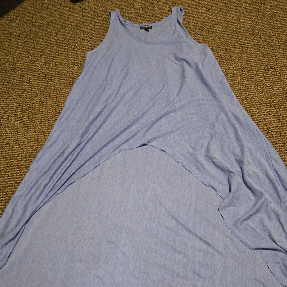 Express Flowy Cornflower Blue Sleeveless Tunic Top Asymmetric Hem
